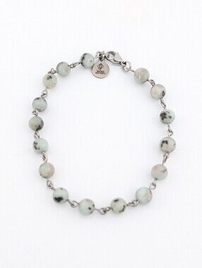 Artisan Kiwi Jasper Chain Bracelet - Handmade Unique Gemstone Jewelry - J017